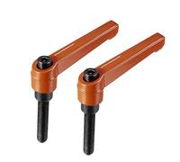 sourcing map M8 X 40mm Handle Adjustable Clamping Lever Thread Push Button Ratchet Male Threaded Stud Knobs Rotating Screw Handles Bolts with Locking Lever Orange 2pcs