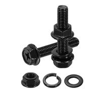 sourcing map M8 x 40mm Phillips Flanged Hex Head Bolts, 10Pcs 304 SS Black