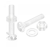 sourcing map M8 x 50mm Plastic Phillips Machine Screws with Nuts and Flat Washers, PC Flat Head Machine Bolts Transparent 20 Sets