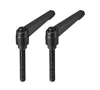 sourcing map M8 x 60mm Handle Adjustable Clamping Lever Thread Push Button Ratchet Male Threaded Stud Knobs Locking Rotating Screw Handles Quick Release Bolt Black 2pcs