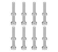 sourcing map M8 x 60mm Hex Head Screws Bolts, Nuts, Flat & Lock Washers Kits, 304 Stainless Steel Fully Thread Hexagon Bolts 8 Sets