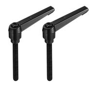 sourcing map M8 x 70mm Handle Adjustable Clamping Lever Thread Push Button Ratchet Male Threaded Stud Knobs Locking Rotating Screw Handles Quick Release Bolt Black 2pcs