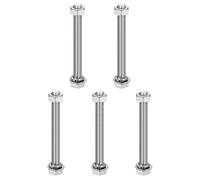 sourcing map M8 x 80mm 304 Stainless Steel Hex Head Screws Bolts, Nuts, Flat & Lock Washers Assortment Kit, Fully Threaded, Bright Finish for Home, Electronic, Machine, 5 Sets