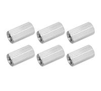 sourcing map M8x1.25mm Coupling Nuts, 6 Pcs 304 Stainless Steel Galvanized Hex Rod Coupling Nuts Threaded Rod Connectors 25mm, for Industrial Construction Fasteners, Silver