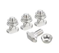 sourcing map M8x16mm T Slot Drop-in Bolt and M8 Hexagon Flange Nut Set, 40 Sets Hammer Head T-Bolt T Shape Stud Sliding Screw for 45 Series Aluminum Profile
