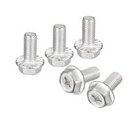 sourcing map M8x18mm Phillips Hex Head Flange Bolts, 10pcs 304 Stainless Steel Hexagon Phillips Flange Head Hex Bolts Machine Screws