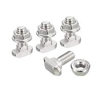 sourcing map M8x20mm T Slot Drop-in Bolt and M8 Hexagon Flange Nut Set, 10 Sets Hammer Head T-Bolt T Shape Stud Sliding Screw for 40 Series Aluminum Profile