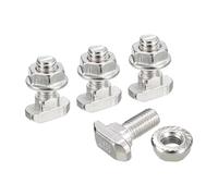 sourcing map M8x20mm T Slot Drop-in Bolt and M8 Hexagon Flange Nut Set, 20 Sets Hammer Head T-Bolt T Shape Stud Sliding Screw for 45 Series Aluminum Profile