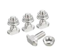 sourcing map M8x20mm T Slot Drop-in Bolt and M8 Hexagon Flange Nut Set, 30 Sets Hammer Head T-Bolt T Shape Stud Sliding Screw for 40 Series Aluminum Profile