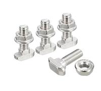 sourcing map M8x25mm T Slot Drop-in Bolt and M8 Hexagon Flange Nut Set, 20 Sets Hammer Head T-Bolt T Shape Stud Sliding Screw for 40 Series Aluminum Profile