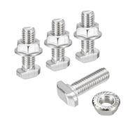 sourcing map M8x25mm T Slot Drop-in Bolt and M8 Hexagon Flange Nut Set, 20 Sets Hammer Head T-Bolt T Shape Stud Sliding Screw for 30 Series Aluminum Profile
