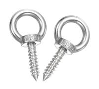 sourcing map M8x30mm Eye Hooks 2.5x1.3x1.3 Inch 304 Stainless Steel Eye Bolts Hammock Hooks for Screw Eyes Hanging Swing, Yoga Hammock Stand, Pack of 2
