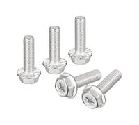 sourcing map M8x30mm Phillips Hex Head Flange Bolts, 5pcs 304 Stainless Steel Hexagon Phillips Flange Head Hex Bolts Machine Screws