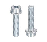 sourcing map M8x35mm Flanged Socket Head Cap Screws, 10pcs 8.8 Grade Carbon Steel Hex Socket Head Serrated Flange Bolts Machine Screws