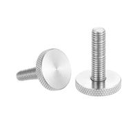 sourcing map M8x35mm Knurled Thumb Screws, 304 Stainless Steel Flat Head Thumb Screws Metric Diamond Knurled Head Bolts Grip Knobs Hand Tighten Thread Fasteners, 25mm Dia. 2 Pcs