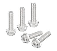 sourcing map M8x35mm Phillips Hex Head Flange Bolts, 5pcs 304 Stainless Steel Hexagon Phillips Flange Head Hex Bolts Machine Screws