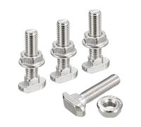 sourcing map M8x35mm T Slot Drop-in Bolt and M8 Hexagon Flange Nut Set, 20 Sets Hammer Head T-Bolt T Shape Stud Sliding Screw for 40 Series Aluminum Profile