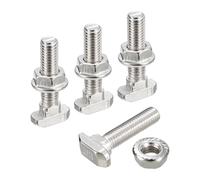 sourcing map M8x35mm T Slot Drop-in Bolt and M8 Hexagon Flange Nut Set, 40 Sets Hammer Head T-Bolt T Shape Stud Sliding Screw for 45 Series Aluminum Profile
