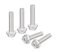 sourcing map M8x40mm Phillips Hex Head Flange Bolts, 5pcs 304 Stainless Steel Hexagon Phillips Flange Head Hex Bolts Machine Screws
