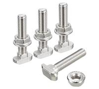 sourcing map M8x40mm T Slot Drop-in Bolt and M8 Hexagon Flange Nut Set, 20 Sets Hammer Head T-Bolt T Shape Stud Sliding Screw for 40 Series Aluminum Profile