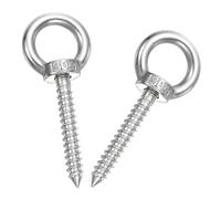 sourcing map M8x50mm Eye Hooks 3.2x1.3x1.3 Inch 304 Stainless Steel Eye Bolts Hammock Hooks for Screw Eyes Hanging Swing, Yoga Hammock Stand, Pack of 2