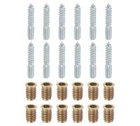 sourcing map M8x50mm Hanger Bolts, 12pcs 31mm Wood Dowel Screw Self-Tapping Screw with 12pcs M8x20mm Threaded Insert Nuts Interface Hex Socket Drive, for Joint Furniture Legs