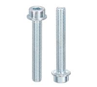 sourcing map M8x55mm Hex Socket Head Cap Screws, 10Pcs Carbon Steel Flanged Bolt Full Thread Screw Machine Screws for Machinery, Home Repairs and Fixtures