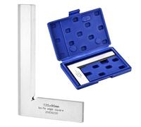 sourcing map Machinist Square 125mm x 80mm x 5.5mm Carbon Steel Engineer Square Precision Woodworking 90 Degree Right Angle Ruler with Wide Seat for Precision Layout and Measurement, Silver