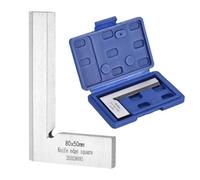 sourcing map Machinist Square 80mm x 50mm x 5.5mm Carbon Steel Engineer Square Precision Woodworking 90 Degree Right Angle Ruler with Wide Seat for Precision Layout and Measurement, Silver