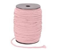 sourcing map Macrame Cord 5mm x 90m Handmade Natural Cotton Rope, 8 Strand Twisted Braided Rope Cord for Plant Hanger Wall Hanging Dream Catcher Crafts Home Decoration, Light Pink