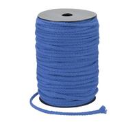 sourcing map Macrame Cord 5mm x 90m Handmade Natural Cotton Rope, 8 Strand Twisted Braided Rope Cord for Plant Hanger Wall Hanging Dream Catcher Crafts Home Decoration, Dark Blue