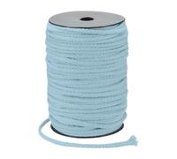 sourcing map Macrame Cord 5mm x 90m Handmade Natural Cotton Rope, 8 Strand Twisted Braided Rope Cord for Plant Hanger Wall Hanging Dream Catcher Crafts Home Decoration, Light Blue