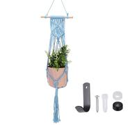 sourcing map Macrame Plant Hanger, 34 Inch Plant Hanger Indoor Outdoor Hanging Planter with Hook Tassels Decorative Crochet Cotton Rope for Home Decor Plants Pots,Rope Style Blue