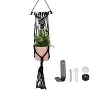 sourcing map Macrame Plant Hanger, 34 Inch Plant Hanger Indoor Outdoor Hanging Planter with Hook Tassels Decorative Crochet Cotton Rope for Home Decor Plants Pots,Woven Style Black