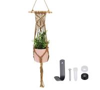 sourcing map Macrame Plant Hanger, 34 Inch Plant Hanger Indoor Outdoor Hanging Planter with Hook Tassels Decorative Crochet Cotton Rope for Home Decor Plants Pots,Rope Style Brown