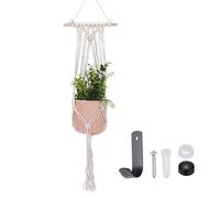 sourcing map Macrame Plant Hanger, 34 Inch Plant Hanger Indoor Outdoor Hanging Planter with Hook Tassels Decorative Crochet Cotton Rope for Home Decor Plants Pots,Wooden Bead Style Beige