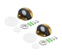 sourcing map Magnetic Door Stopper Catch, 2pcs Stainless Steel Floor Mount Door Stops Magnets Door Holder with Self Adhesive and Screws, Brass Tone