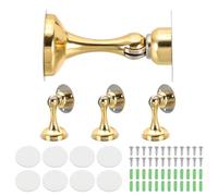 sourcing map Magnetic Door Stoppers Stainless Steel Door Stops, Wall Floor Mounted Doors Holder Keep Doors Open for Home Office Closet (Gold Tone, Pack of 4)