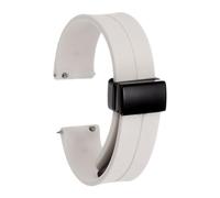 sourcing map Magnetic Silicone Watch Band 12mm Quick Release Soft Rubber Waterproof Replacement Watch Strap with Black Metal Folding Buckle for Men and Women, Floral White