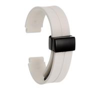 sourcing map Magnetic Silicone Watch Band 14mm Quick Release Soft Rubber Waterproof Replacement Watch Strap with Black Metal Folding Buckle for Men and Women, Floral White