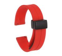 sourcing map Magnetic Silicone Watch Band 16mm Quick Release Soft Rubber Waterproof Replacement Watch Strap with Black Metal Folding Buckle for Men and Women, Red