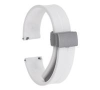sourcing map Magnetic Silicone Watch Band 18mm Quick Release Soft Rubber Waterproof Replacement Watch Strap with Silver Metal Folding Buckle for Men and Women, White