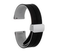 sourcing map Magnetic Silicone Watch Band 20mm Quick Release Soft Rubber Waterproof Replacement Watch Strap with Silver Metal Folding Buckle for Men and Women, Black/Grey