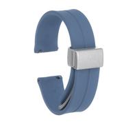 sourcing map Magnetic Silicone Watch Band 20mm Quick Release Soft Rubber Waterproof Replacement Watch Strap with Silver Metal Folding Buckle for Men and Women, Rock Blue
