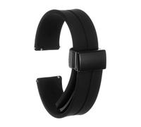 sourcing map Magnetic Silicone Watch Band 20mm Quick Release Soft Rubber Waterproof Replacement Watch Strap with Black Metal Folding Buckle for Men and Women, Black