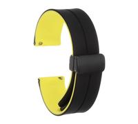 sourcing map Magnetic Silicone Watch Band 20mm Quick Release Soft Rubber Waterproof Replacement Watch Strap with Black Metal Folding Buckle for Men and Women, Black/Yellow