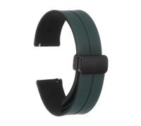 sourcing map Magnetic Silicone Watch Band 20mm Quick Release Soft Rubber Waterproof Replacement Watch Strap with Black Metal Folding Buckle for Men and Women, Dark Green/Black
