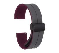 sourcing map Magnetic Silicone Watch Band 22mm Quick Release Soft Rubber Waterproof Replacement Watch Strap with Black Metal Folding Buckle for Men and Women, Grey/Caramel