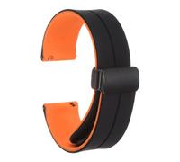 sourcing map Magnetic Silicone Watch Band 22mm Quick Release Soft Rubber Waterproof Replacement Watch Strap with Black Metal Folding Buckle for Men and Women, Black/Orange