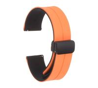 sourcing map Magnetic Silicone Watch Band 22mm Quick Release Soft Rubber Waterproof Replacement Watch Strap with Black Metal Folding Buckle for Men and Women, Orange/Black